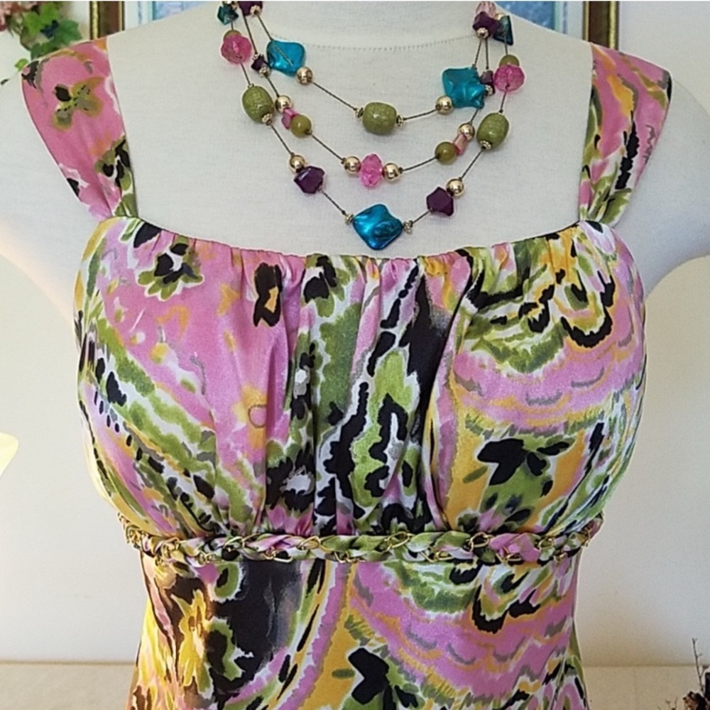 Bwear Pink and Green Sleeveless Top - Picture 1 of 8